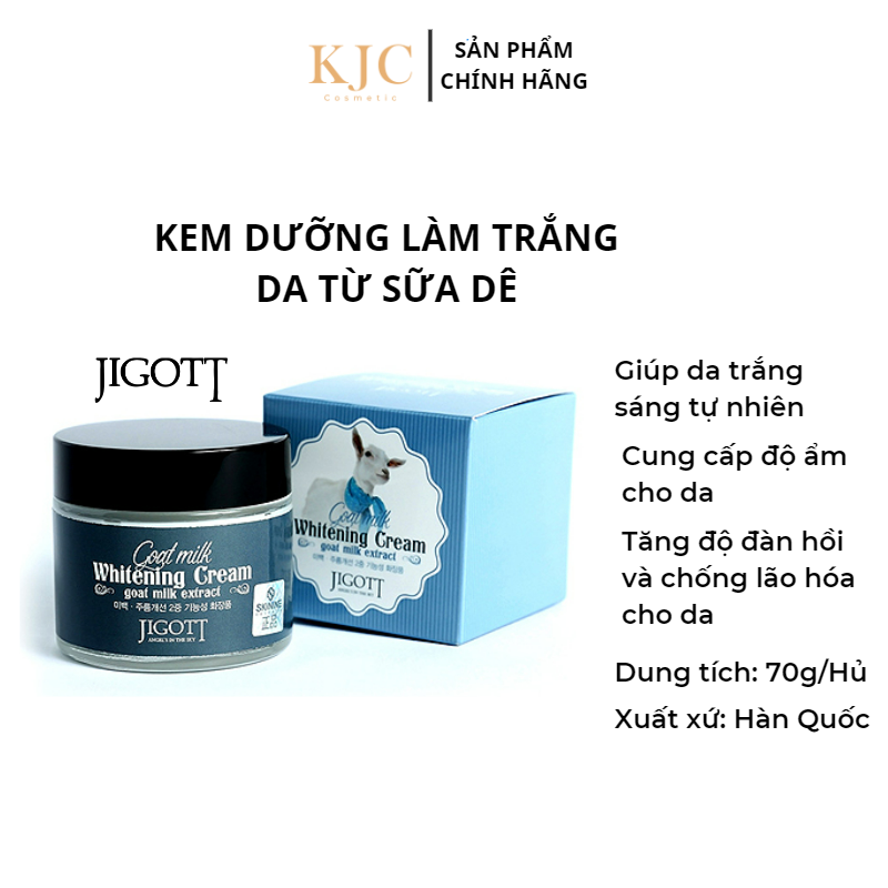 Kem Dưỡng Trắng Da Từ Sữa Dê Jigott - Jigott Goat Milk Whitening Cream - 70ml