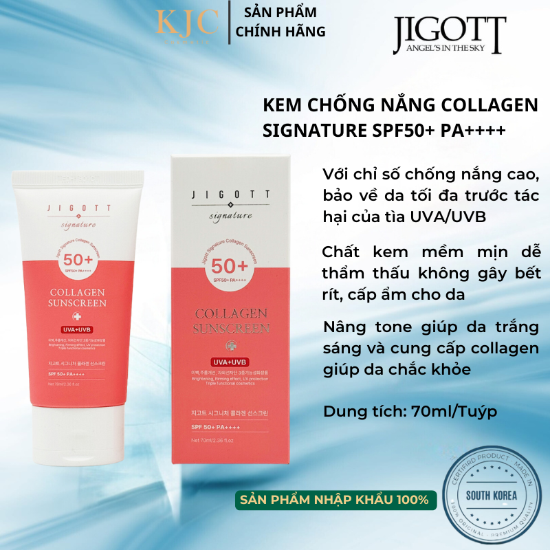 Kem chống nắng Collagen Signature SPF 50+ PA ++++ - Jigott Signature Collagen Sunscreen 70ml/Tuýp