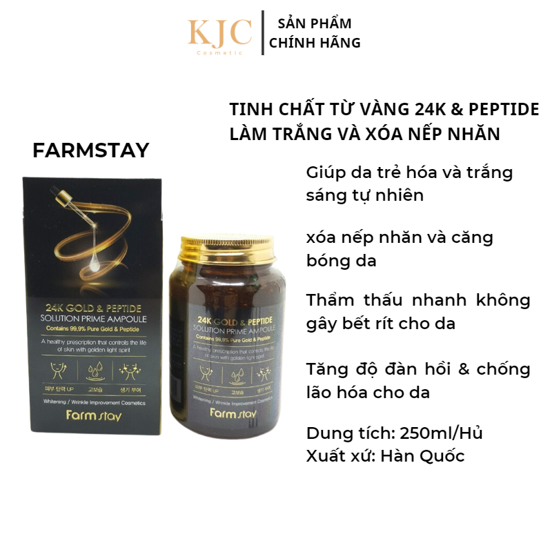 Tinh Chất Chống Lão Hóa Vàng 24k & Peptide Farmstay  - Farmstay 24k Gold & Peptide Perfect Ampoul - 