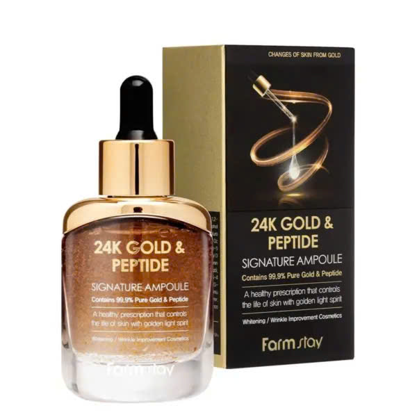 Tinh Chất Dưỡng Ẩm và Làm trắng da từ Vàng 24K và PEPTIDE  - FARMSTAY 24K GOLD &PEPTIDE SIGNATURE 