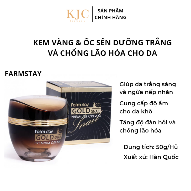 Kem Dưỡng Trắng Da Vàng 24K Farmstay -  Black Snail Premium Gold Cream – 50ml