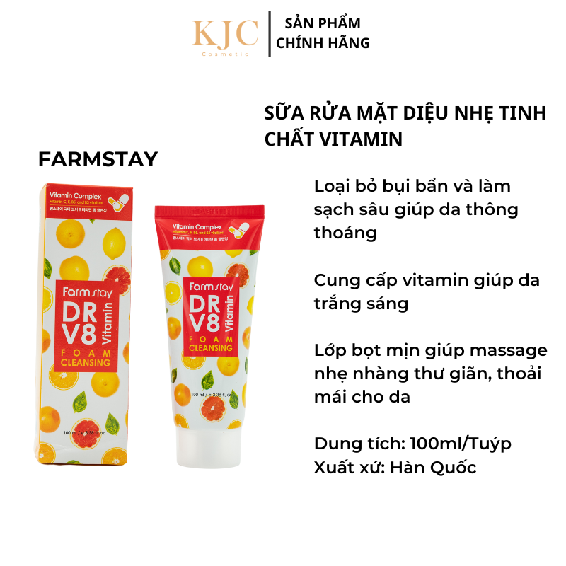 Sữa Rửa Mặt Vitamin DR-V8 Farmstay - Farrmstay DR V8 Vitamin Foam Cleasing - 100ml