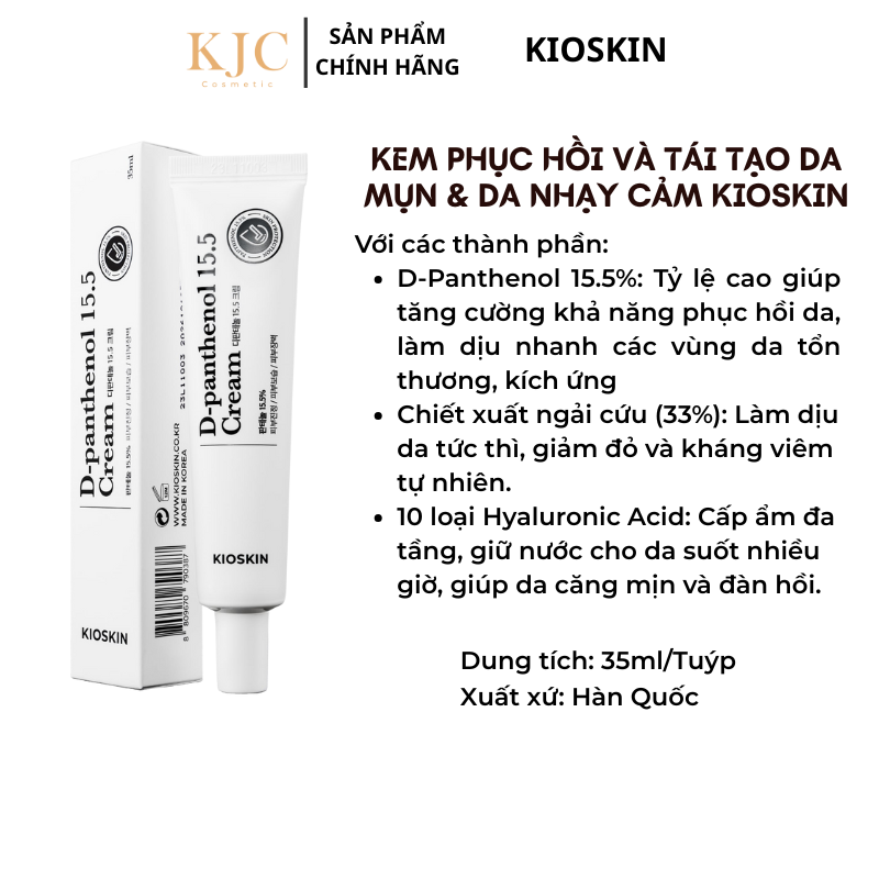 Kem Tái Tạo và Làm Dịu Da Mụn, Da Nhạy Cảm - Kioskin D-Panthenol 15.5 Cream