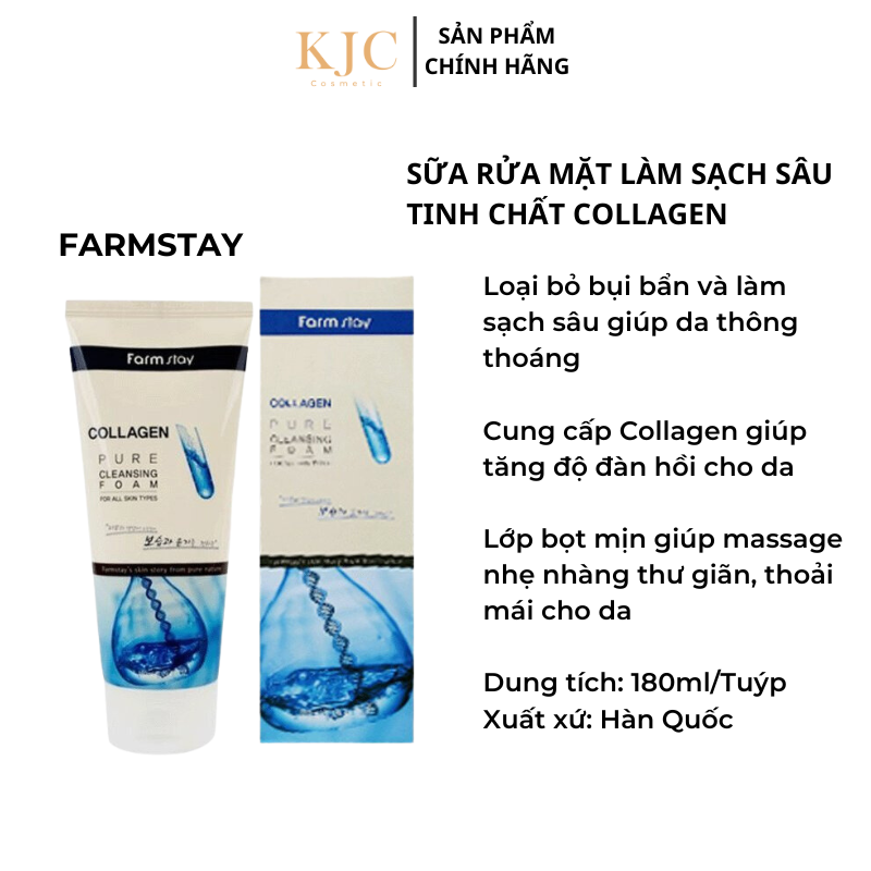Sữa Rửa Mặt Tinh Chất Collagen Farmstay - FARMSTAY COLLAGEN PURE CLEANSING FOAM - 180ml