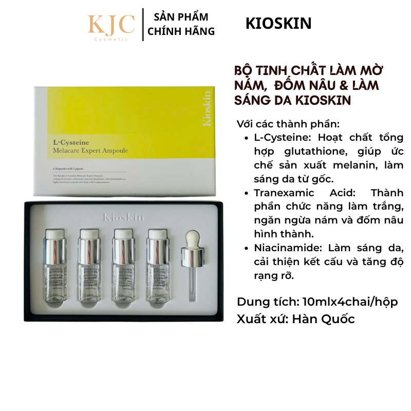 Bộ Tinh Chất Dưỡng Da Và Làm Mờ Nám, Đốm Nâu -Kioskin L-CYSTEINE MELACARE EXPERT AMPOULE