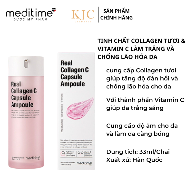 Tinh Chất Collgen Tươi và Vitamic C - Meditime Real Collagen Capsule C Ampoule - 33ml/Chai