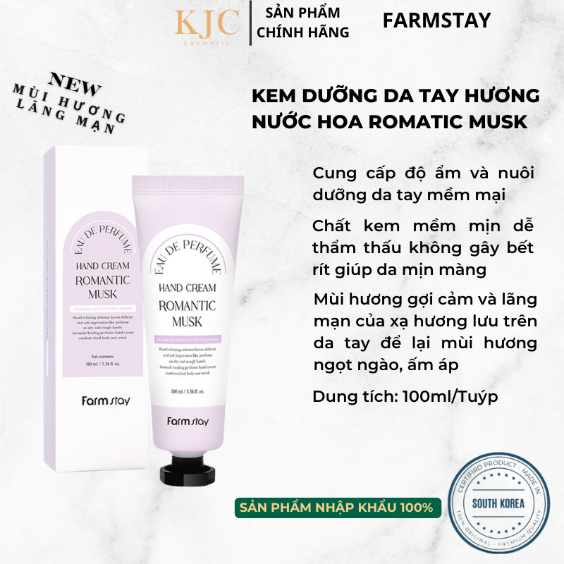 Kem dưỡng da tay hương nước hoa ROMANTIC - FARMSTAY EAU DE PERFUME HAND CREAM ROMANTIC MUSK 100ml