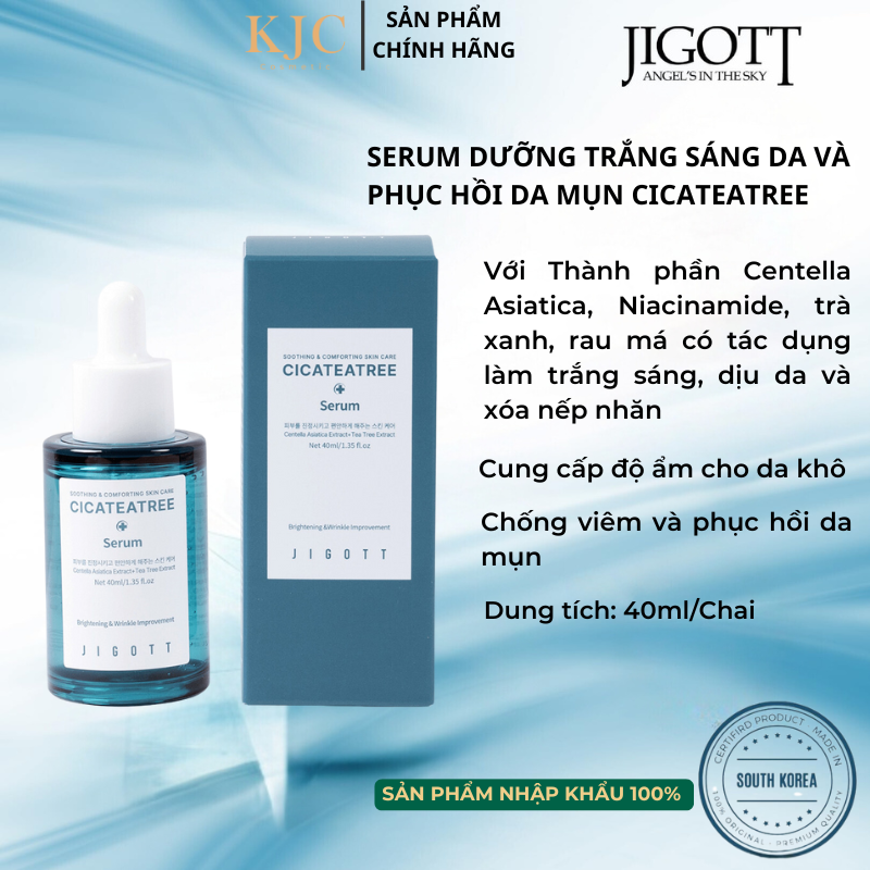 Serum Dưỡng Trắng và Phục Hồi Da Mụn Cica Teatree - Jigott Cicateatree Serum - 40ml/chai